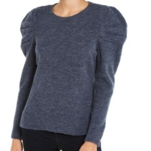 NWT INC NAVY STRECH RIBBED L9NG SLEEVE JEWEL NECK SWEATER